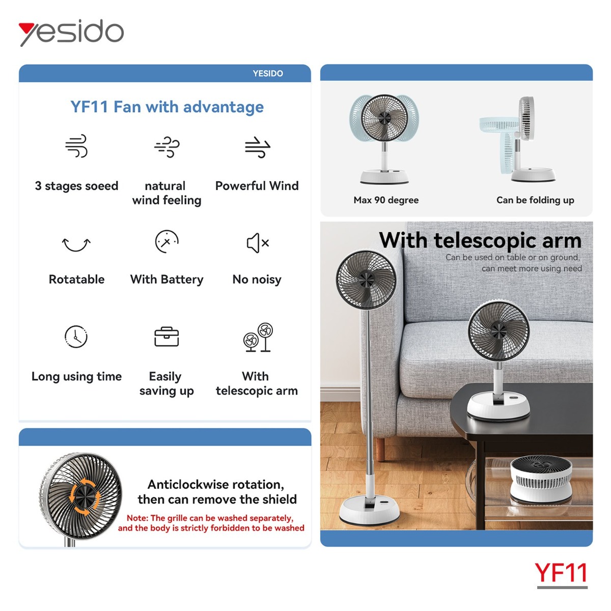 YESIDO YF11 Office Folding Fan