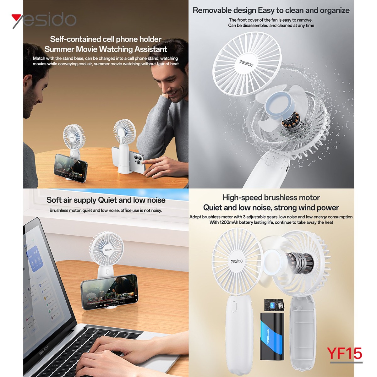 YESIDO YF15 3in1 Handheld Fan