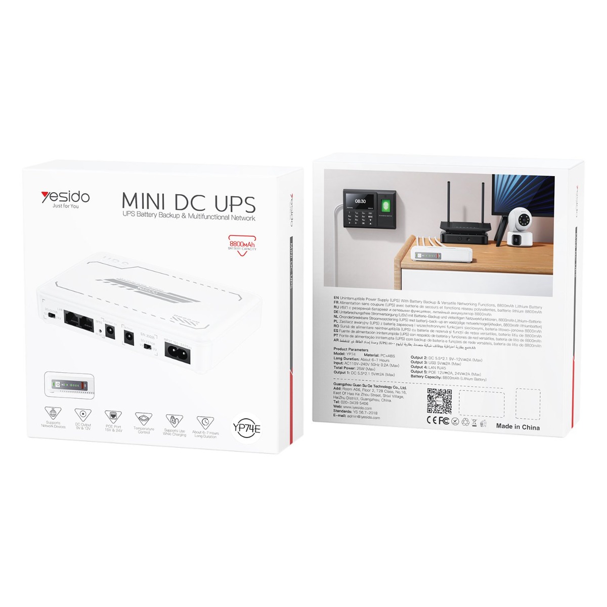 YESIDO YP74E 8800mAh Mini DC UPS Battery Backup
