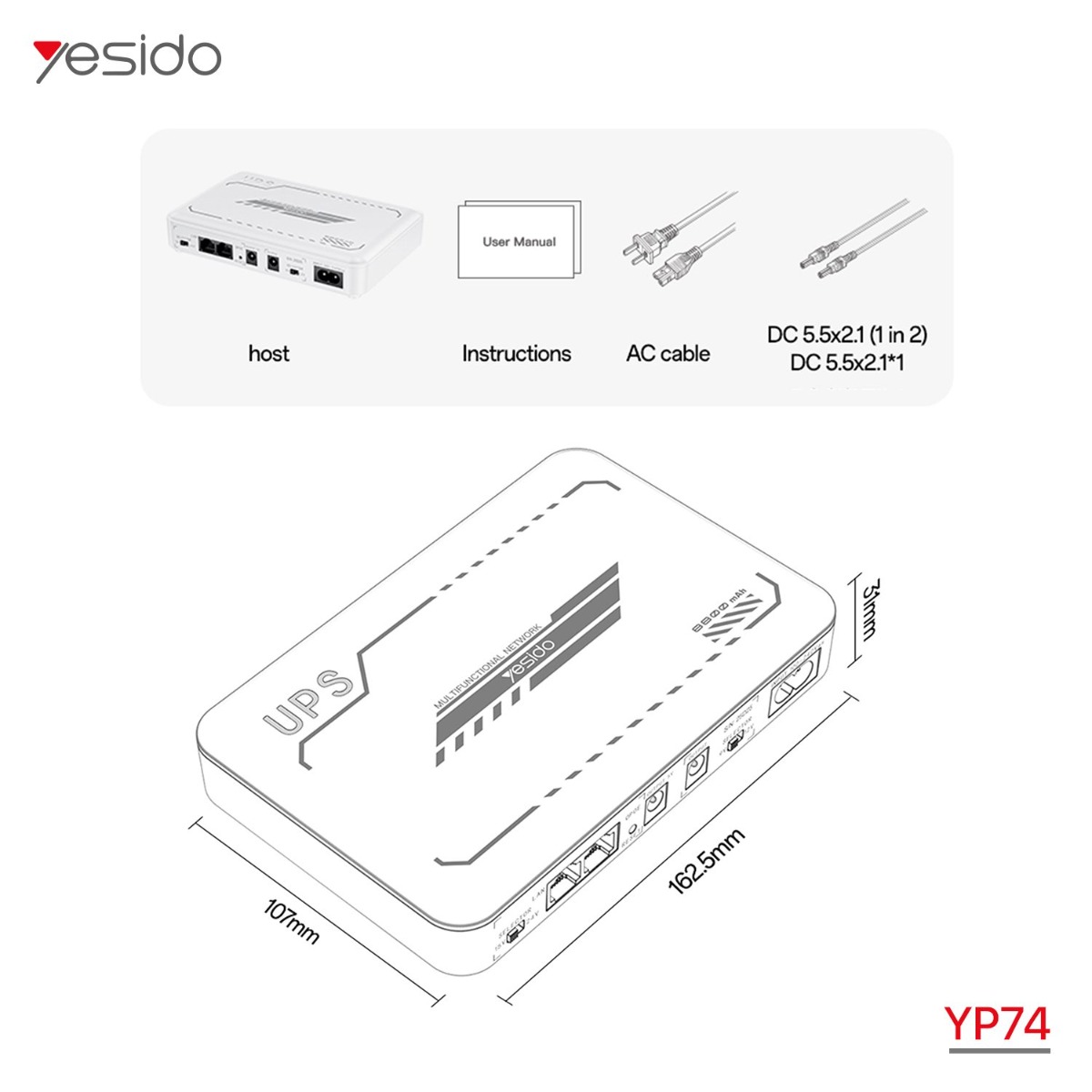 YESIDO YP74E 8800mAh Mini DC UPS Battery Backup