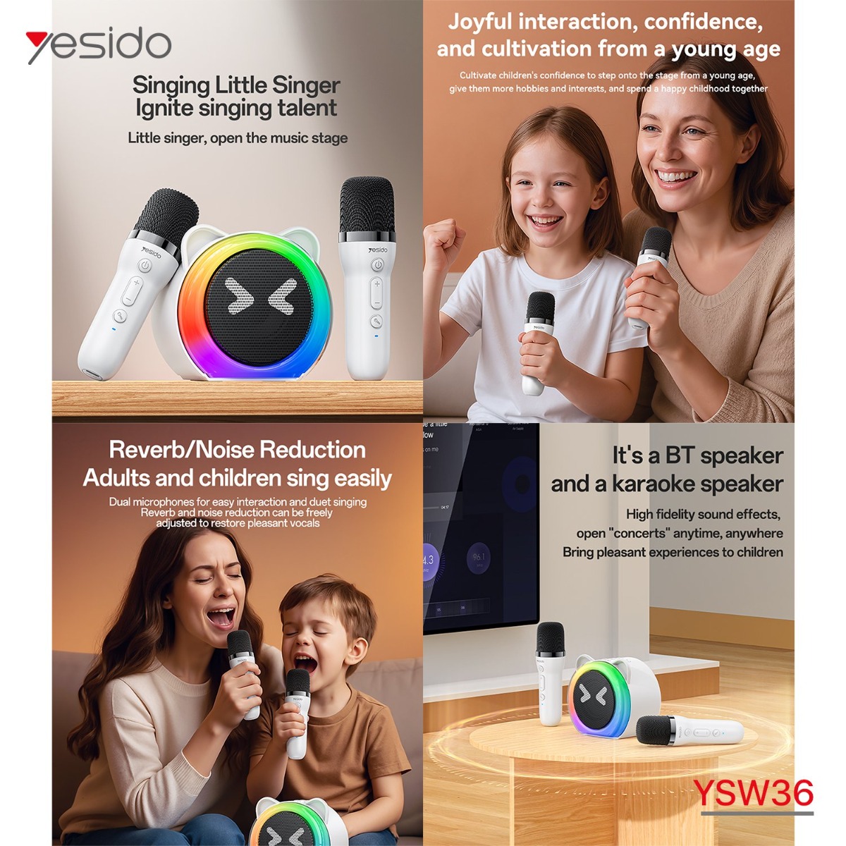 YESIDO YSW36 Wireless Speaker with Microphone for Children
