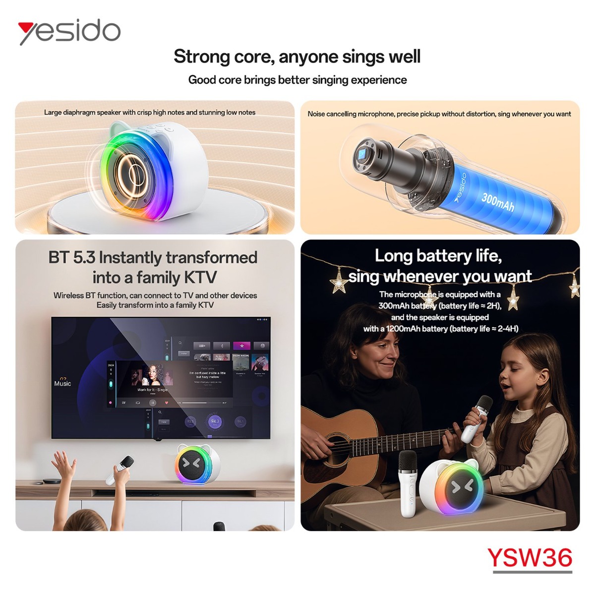 سبيكر YESIDO YSW36 لاسلكي مع ميكروفون للأطفال
