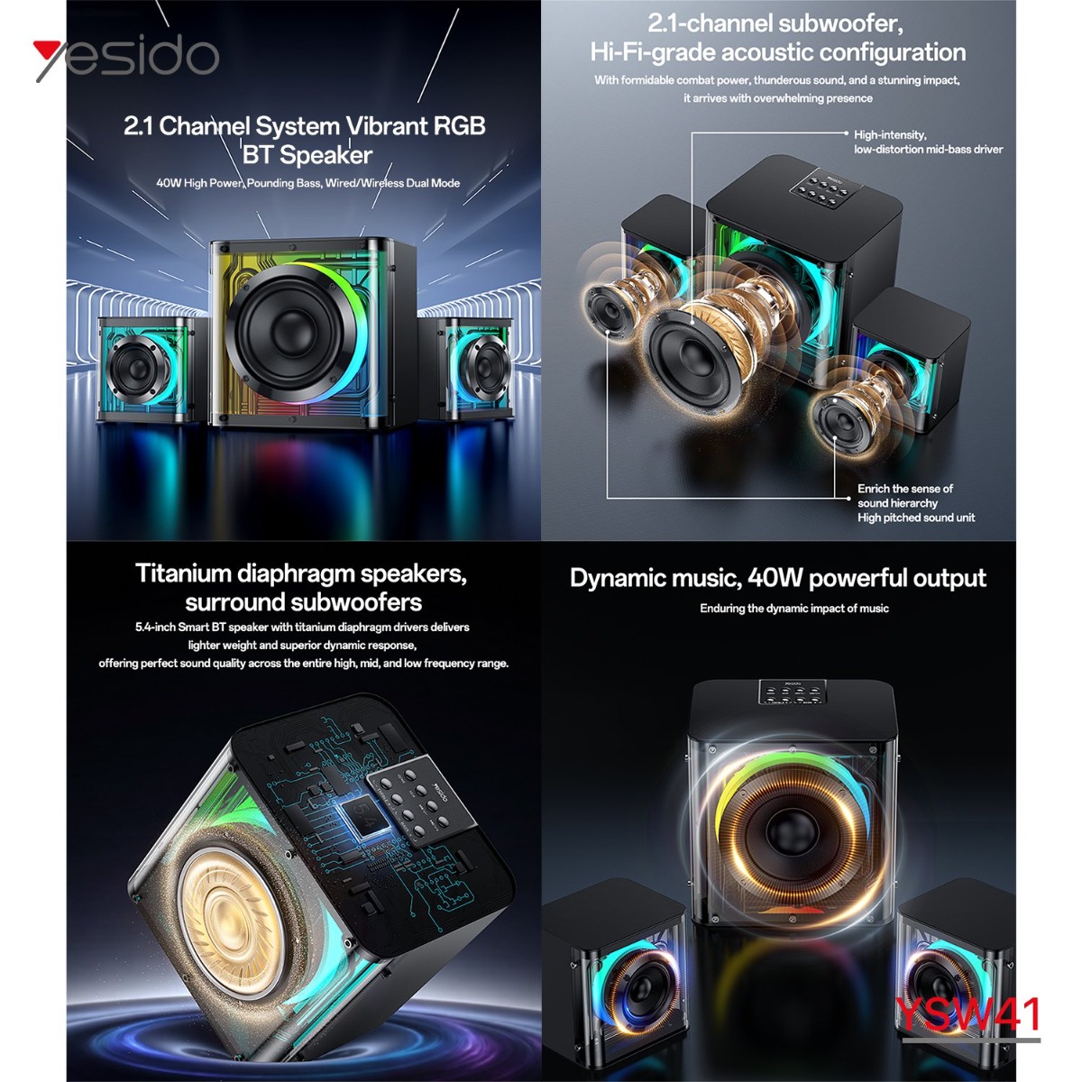 YESIDO YSW41 2in1 Multimedia Speaker